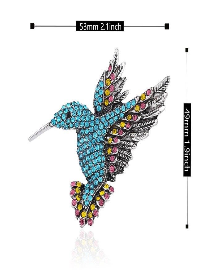 Anmpab Animal Hummingbird Brooch Pins for Women Fashion Bird Pins Elegant Rhinestone Crystal Animal Brooches Pin (Light Blue) - Image 4